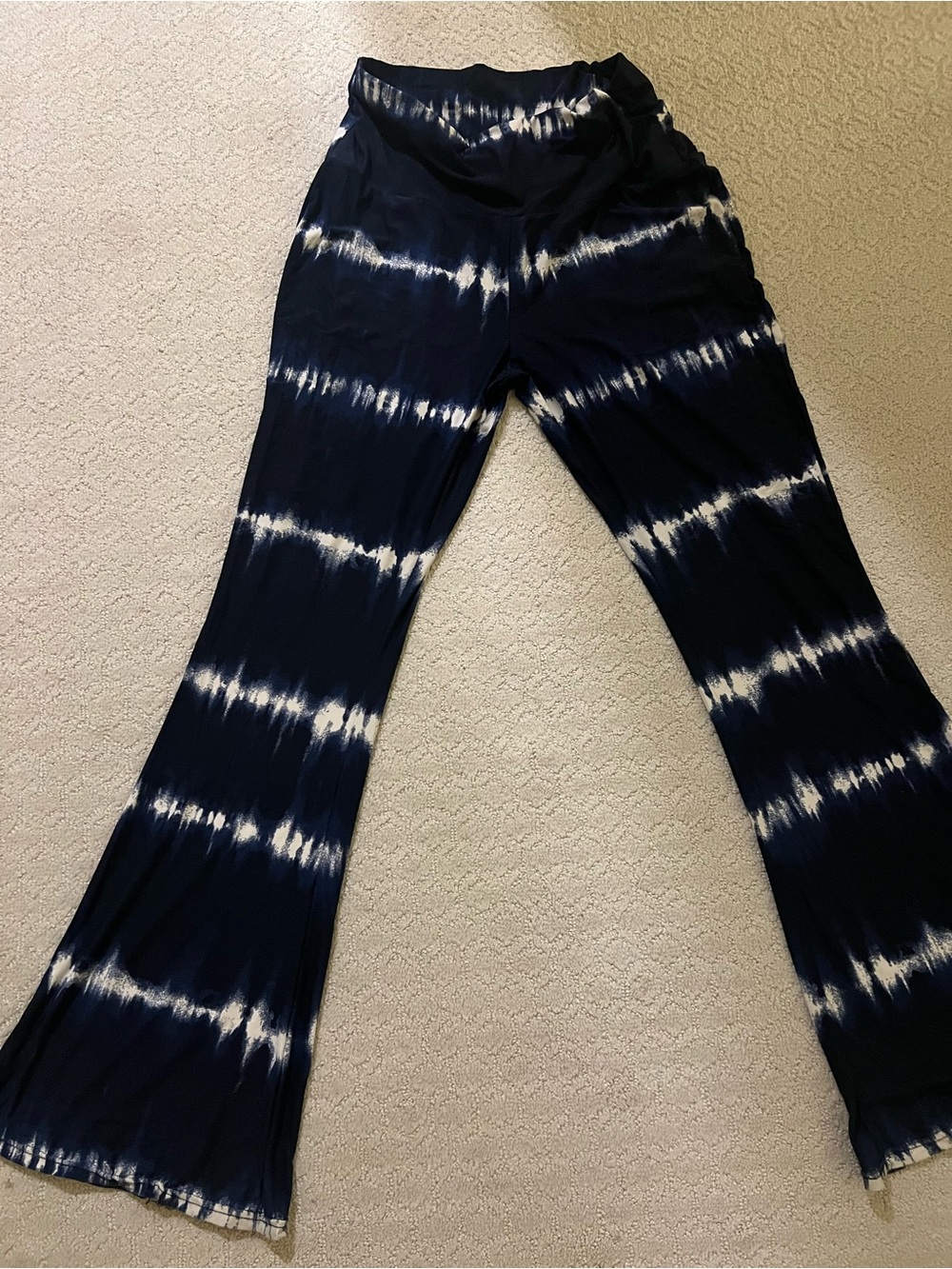 Noli Navy and White Tie-Dye Wide Leg Pants
